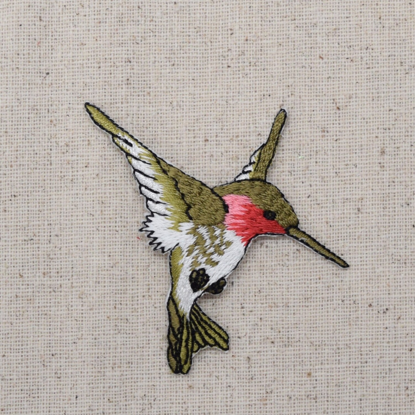 Hummingbird - Large - Ruby Red Throat - Facing Right or Left - Iron on Applique - Embroidered Patch - 696075