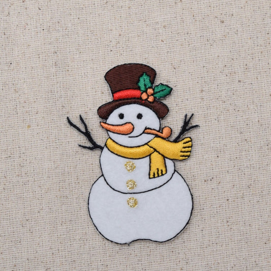 Winter - Snowman with Pipe - Iron on Applique - Embroidered Patch - 156097A