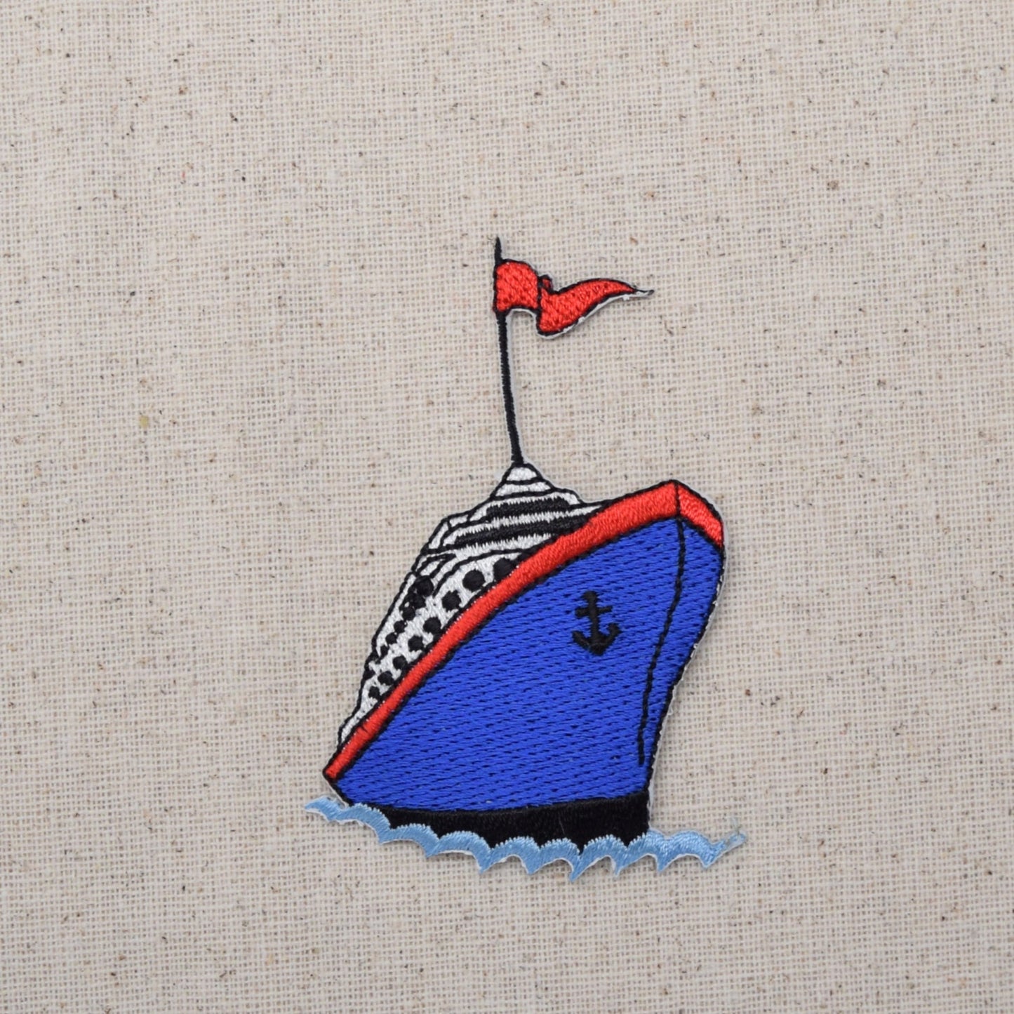 Cruise Line Ship - Red, White, Blue - Iron on Applique - Embroidered Patch - 796549B