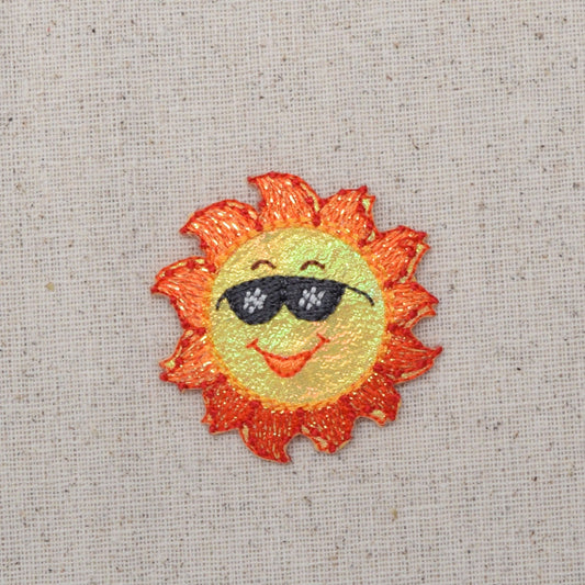 Yellow Sun - Smiling with Sunglasses - Iron on Applique - Embroidered Patch - 1511662