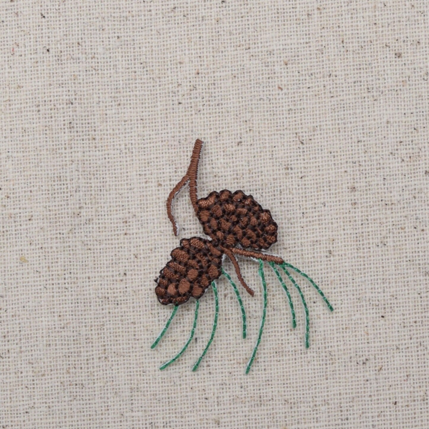 4" Pine Cones - Needles -Pine Tree Branch - Iron on Applique - Embroidered Patch