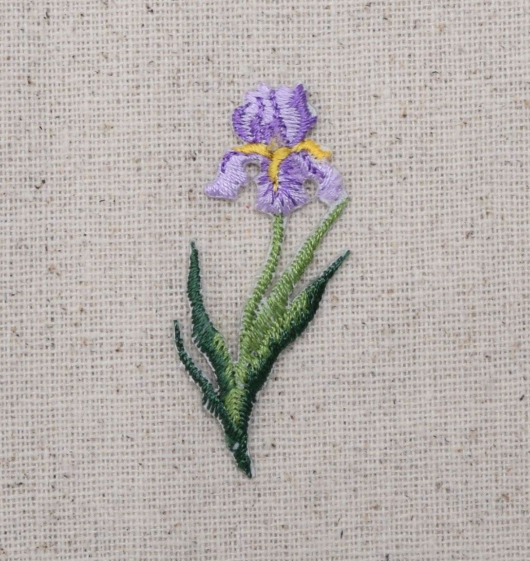 Purple Iris - Small - Flower - Iron on Applique - Embroidered Patch - 694935-A