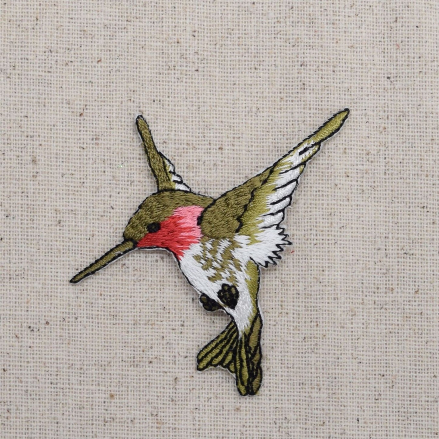 Hummingbird - Large - Ruby Red Throat - Facing Right or Left - Iron on Applique - Embroidered Patch - 696075