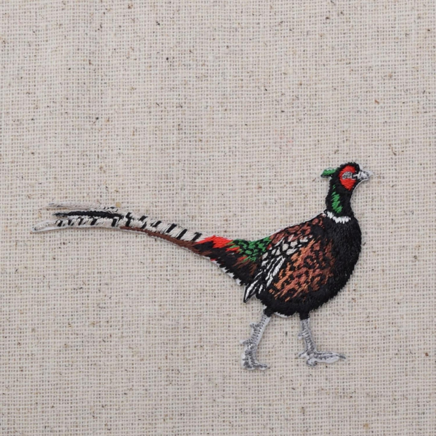 Ring-necked Pheasant - Bird - Facing Right - Iron on Applique - Embroidered Patch - 696979-A