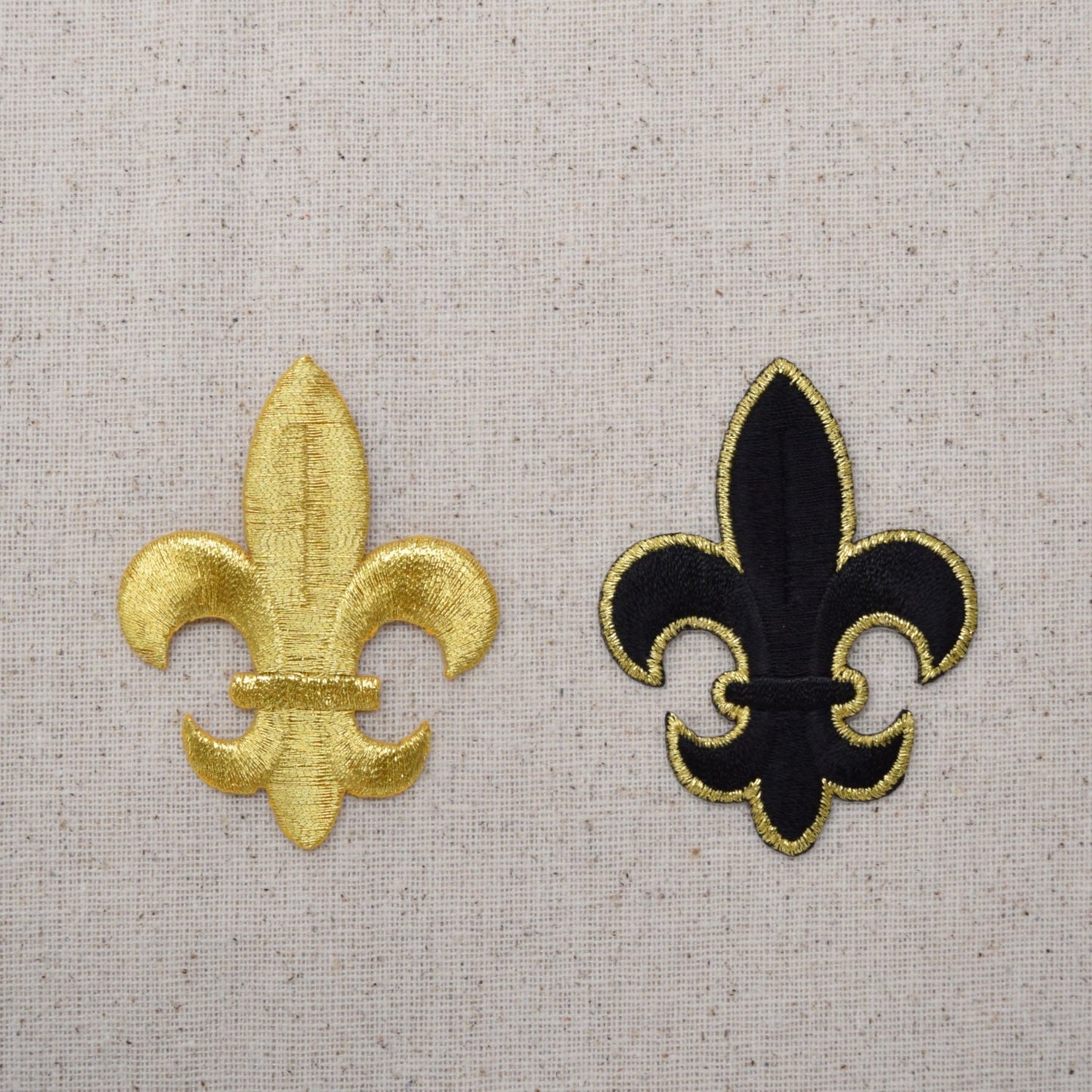 Fleur de lis - Color Choice: Black/Gold or Solid Gold - Iron on Applique - Embroidered Patch