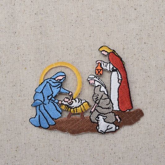 Christmas - Nativity Scene - Manger - Three Wise Men - Iron on Applique - Embroidered Patch - 694304A