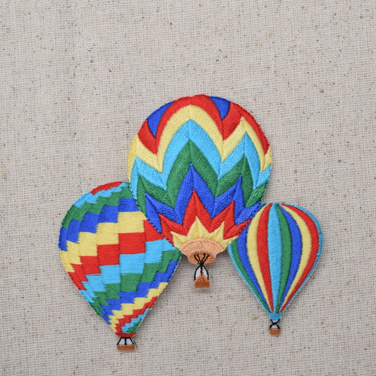 Three Hot Air Balloons - Colorful - Embroidered Patch - Iron on Applique - 695429A