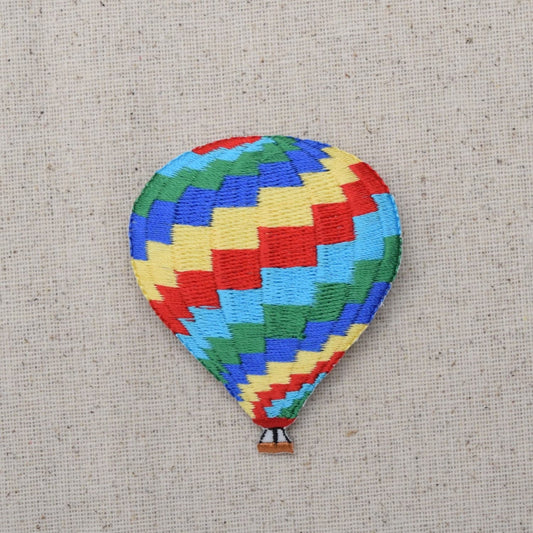 Hot Air Balloon - Zig-zag Striped - Colorful - Iron on Applique - Embroidered Patch - 695427A