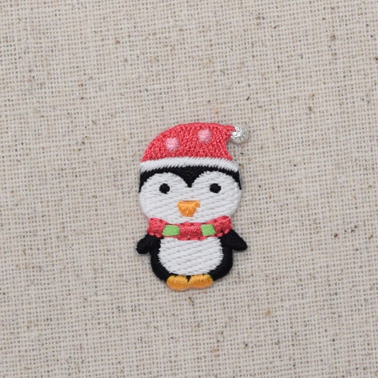 Christmas - Penguin with Santa Hat - Iron on Applique - Embroidered Patch - 1135055-A