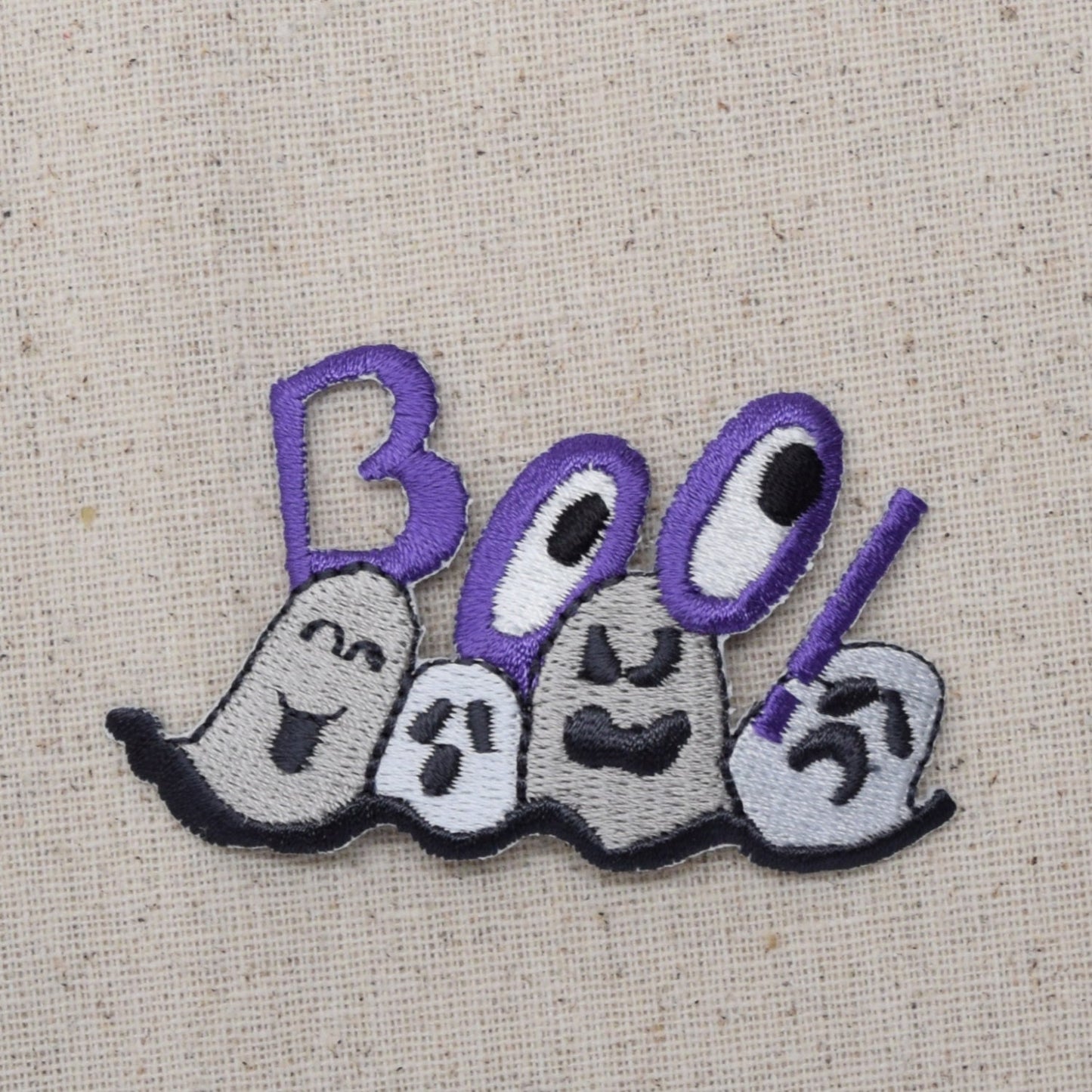 Halloween - Ghosts with Purple BOO - Embroidered Patch - Iron on Applique - 696527A