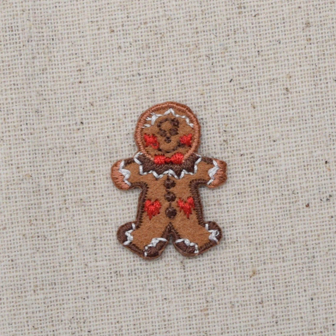 Small - Gingerbread Man - Hearts - Cookie - Shortbread - Iron on Applique - Embroidered Patch - 695630-A