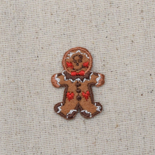 Small - Gingerbread Man - Hearts - Cookie - Shortbread - Iron on Applique - Embroidered Patch - 695630-A