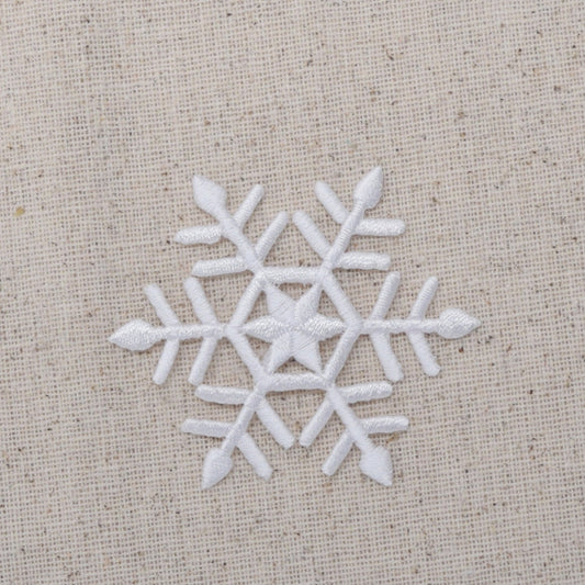 Snowflake - WHITE - Iron on Applique - Embroidered Patch - 695707