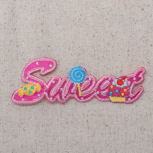 Sweet WORD - Pink - Candy - Iron on Applique - Embroidered Patch - 695649-A