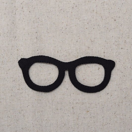 Black - Eyeglasses - Spectacles - Iron on Applique - Embroidered Patch - 696720A