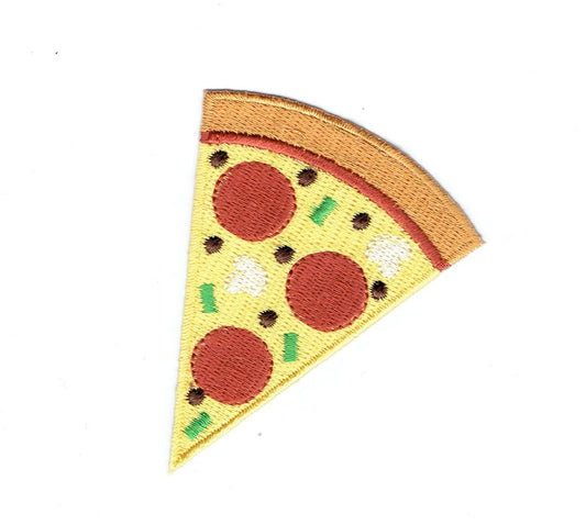 Pizza Slice - Cheese, Mushroom, Pepperoni, Peppers - Iron on Applique - Embroidered Patch - 697078A