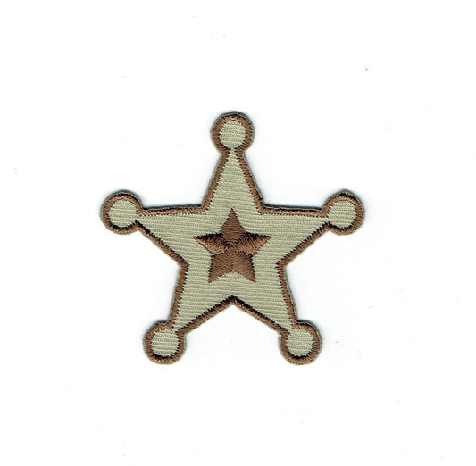 Sheriff Star - Five-Point - Brown - Western - Iron on Applique - Embroidered Patch - 696937-A