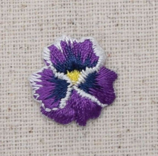 Pansy Flower - Small/Mini - Violet - Iron on Applique - Embroidered Patch - 691860-A