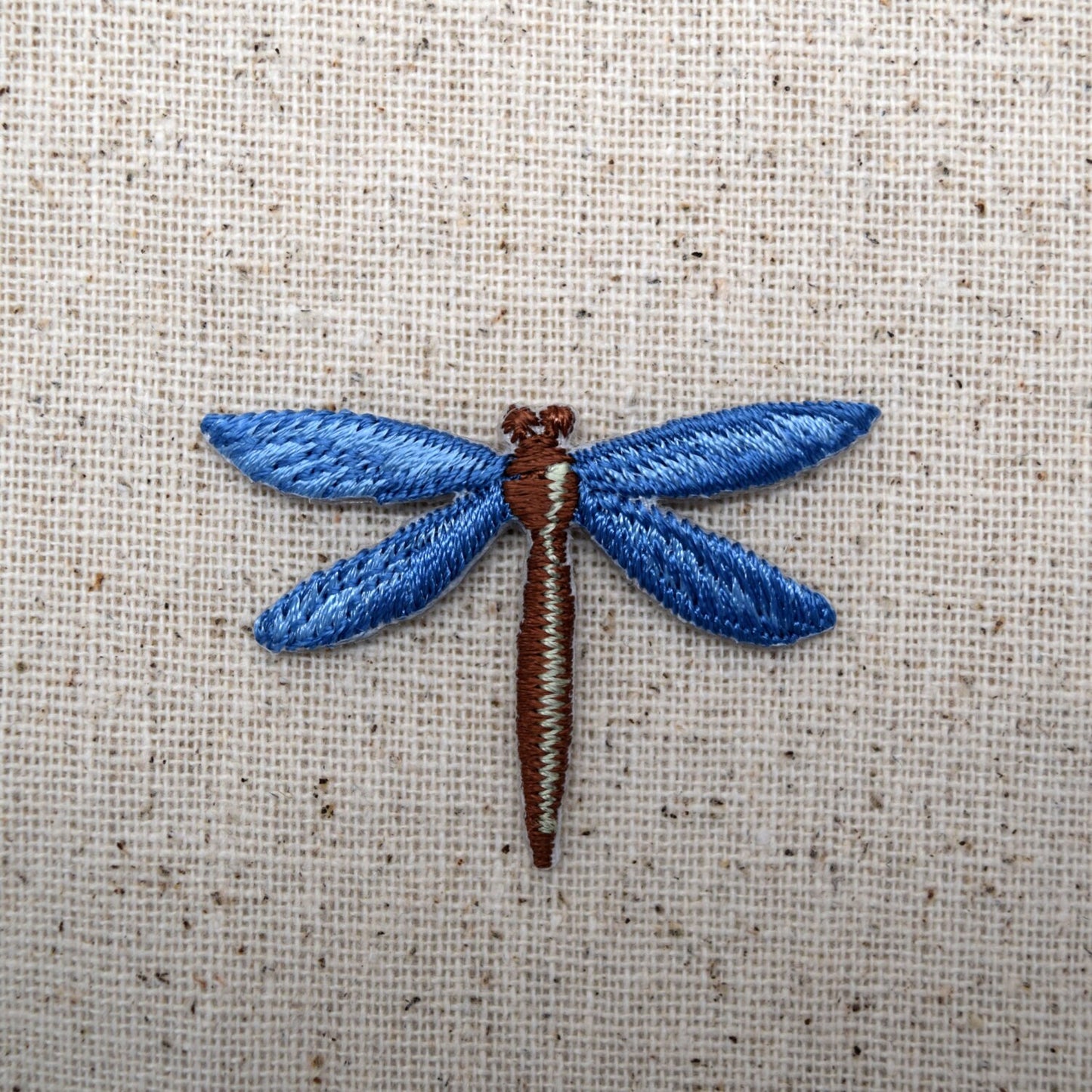 Small - Blue/Brown - Dragonfly - Sheer - Iron on Applique - Embroidered Patch - 695492A