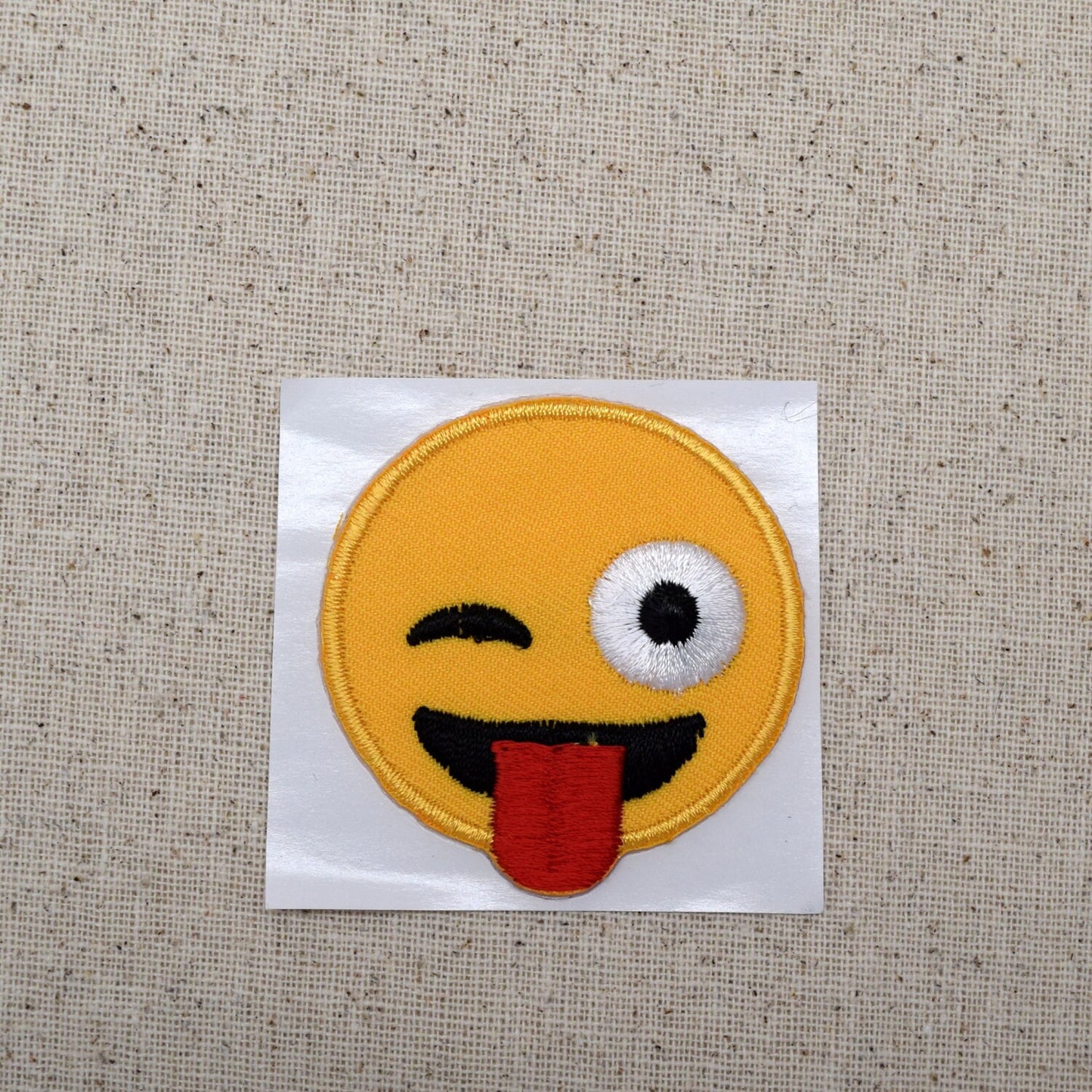 Smiley Face - Emoji - Winking - Tongue - Iron on Applique - Embroidered Patch - 697085-SA