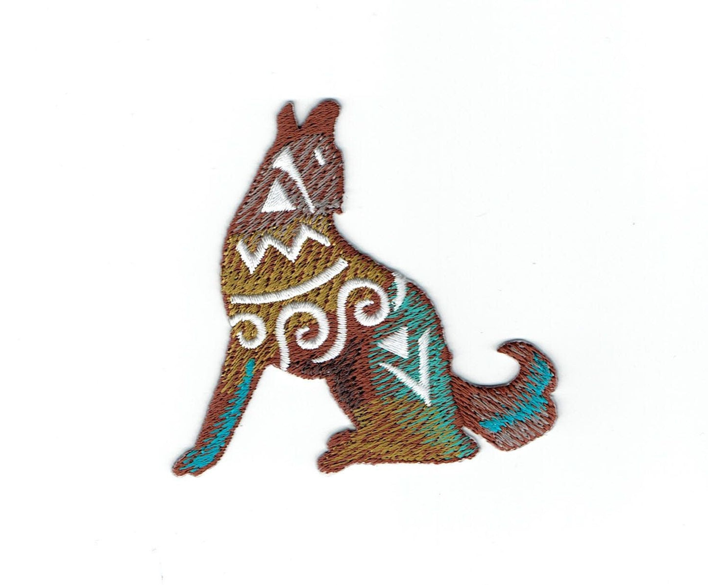 Wolf - Coyote - Southwest Tribal design - Howling - Iron on Applique - Embroidered Patch - 697074-A