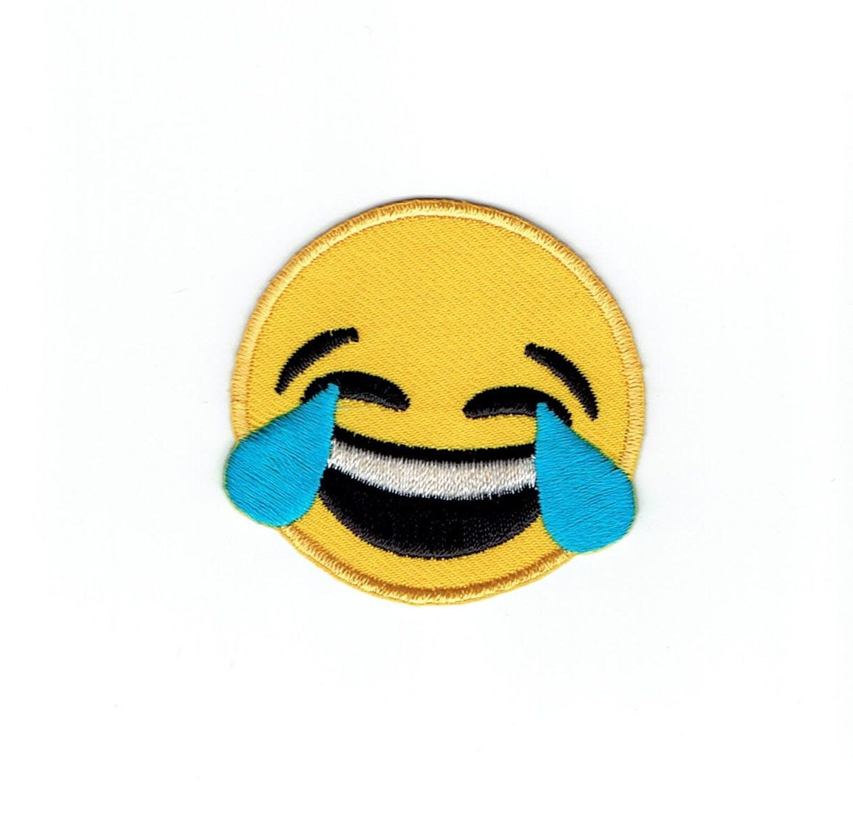 Smiley Face - Emoji - Laughing with Tears - Iron on Applique - Embroidered Patch - 697082-SA