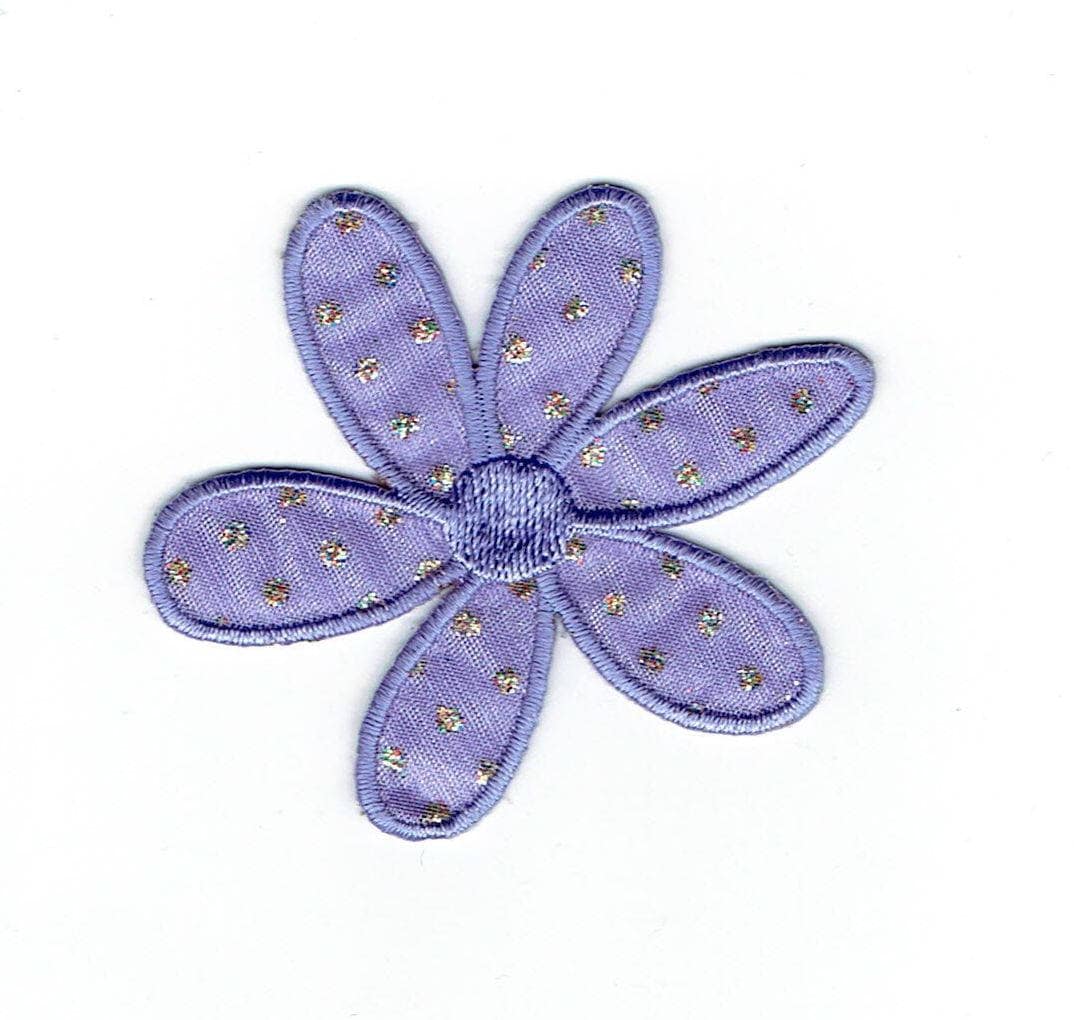 Daisy Flower - Sparkle Lavender Purple - Iron on Applique - Embroidered Patch - 118633-B