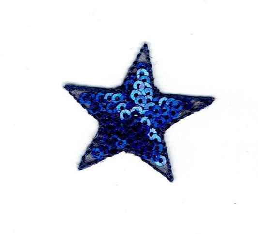 Sequin Star - Blue - Iron on Applique - Embroidered Patch - 1125784-H