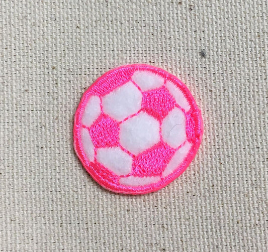 CLEARANCE - Soccer Ball - Neon Pink - Futebol - Embroidered Patch - Iron on Applique - 696890-C