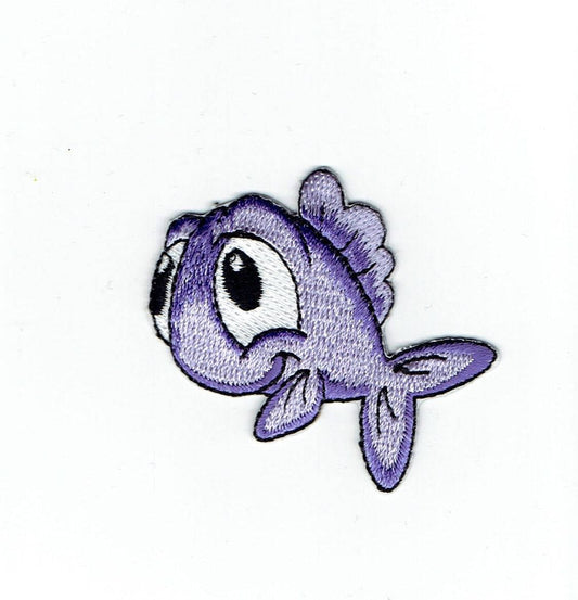 CLEARANCE - Fish - Purple - Facing Left - Childrens - Iron on Applique - Embroidered Patch - 796039-A