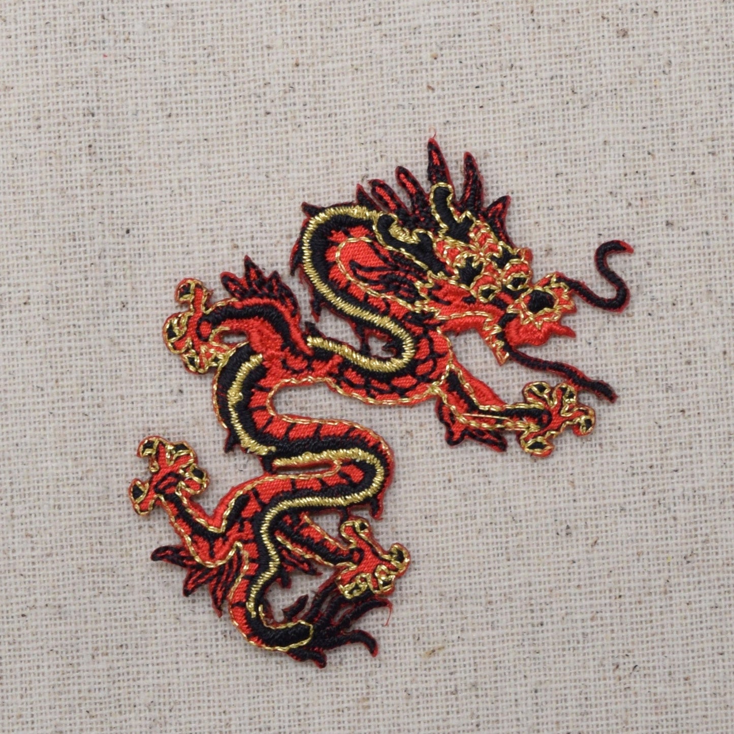 SMALL - Chinese Dragon - Red - LEFT or RIGHT - Embroidered Patch - Iron on Applique - 683056