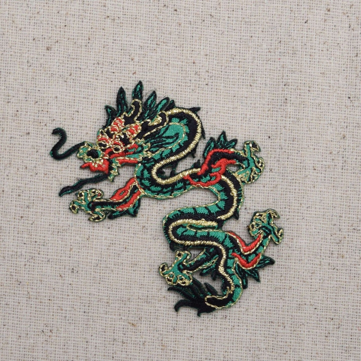 SMALL - Chinese Dragon - Green - LEFT or RIGHT - Embroidered Patch - Iron on Applique - 683056