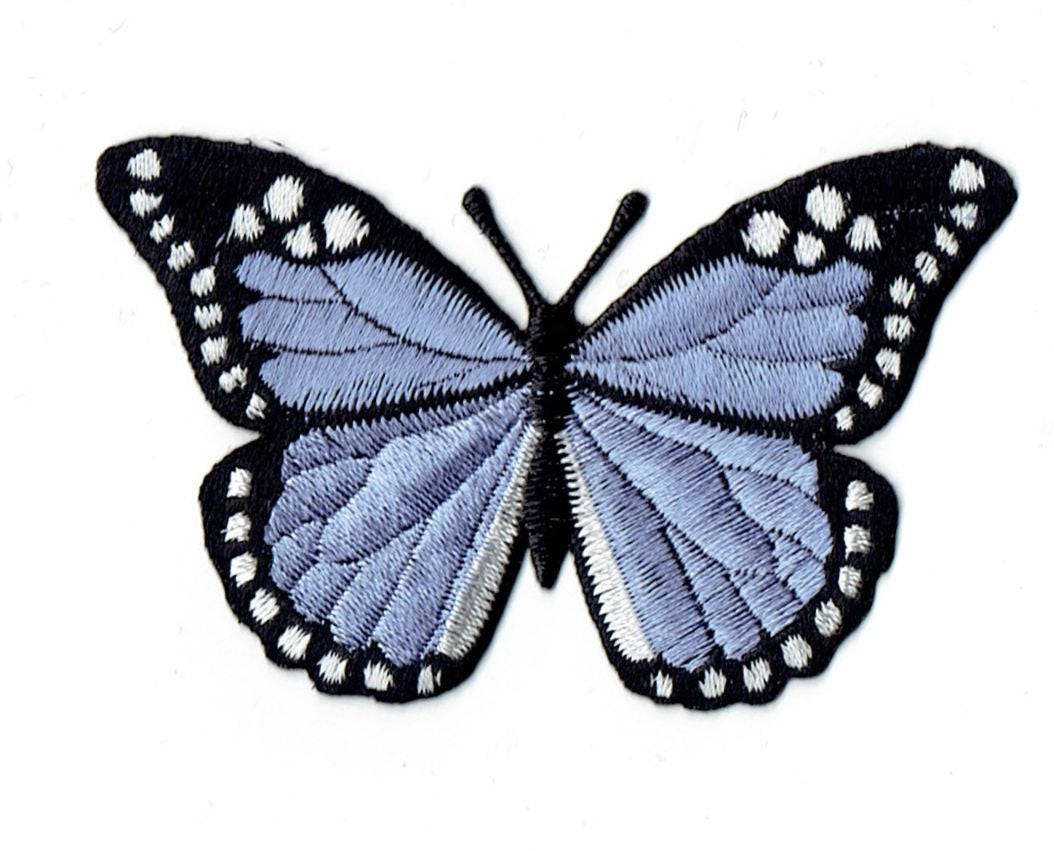 Butterfly - Lilac/Black - Iron on Applique - Embroidered Patch - 633351-G