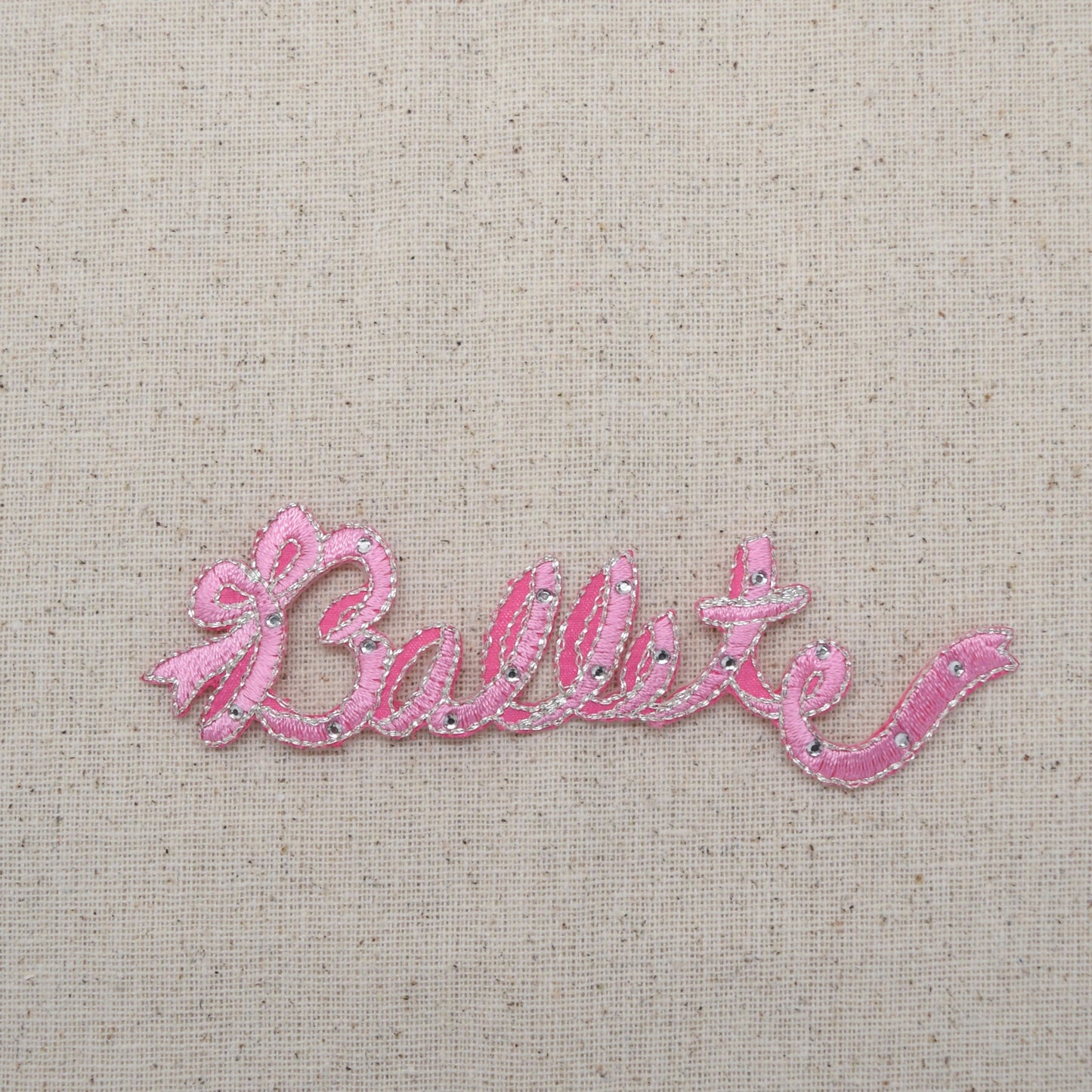 Ballet Word - Pink - Rhinestones - Iron On Applique - Embroidered Patch - 693751-A