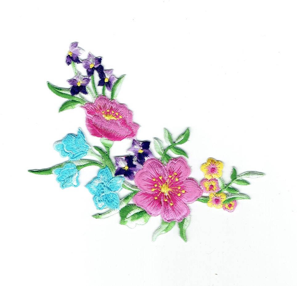 Floral Arrangement - Bunch of Flowers - Iron on Applique - Embroidered Patch - 611519-C