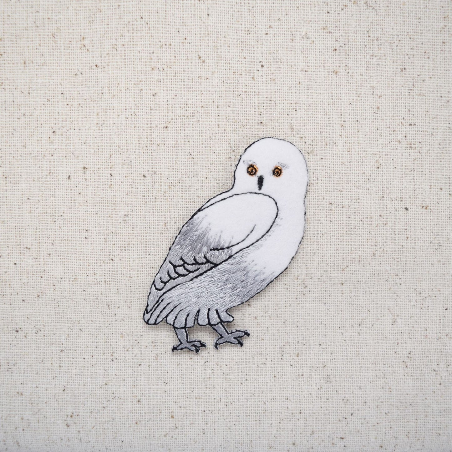 Snowy Owl - White- Arctic Bird - Iron on Applique - Embroidered Patch - 1126416-A