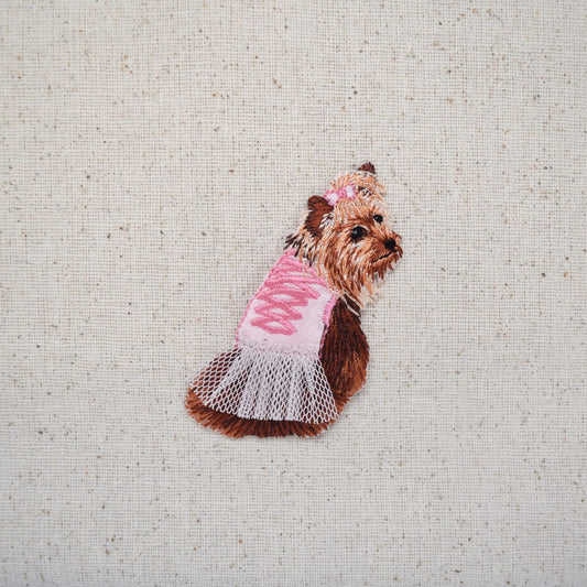 Yorkshire Terrier - Pink Tutu - Puppy Dog - Yorkie - Embroidered Patch - Iron on Applique - 1511761-Z