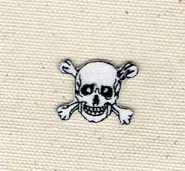 Small/Mini - Jolly Roger - Black/White - Skull with Crossbones - Embroidered Iron on Patch