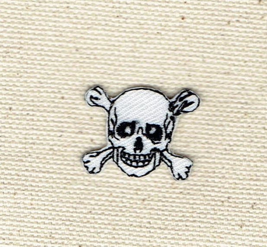 Small/Mini - Jolly Roger - Black/White - Skull with Crossbones - Embroidered Iron on Patch