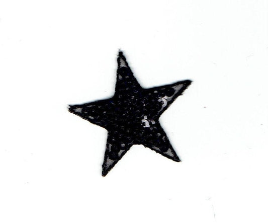 Sequin Star - Black - Iron on Applique - Embroidered Patch - 1125784-G