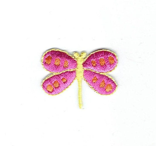 Small/Mini - Dragonfly - Pink/Yellow - Iron on Applique - Embroidered Patch  - 682384-C