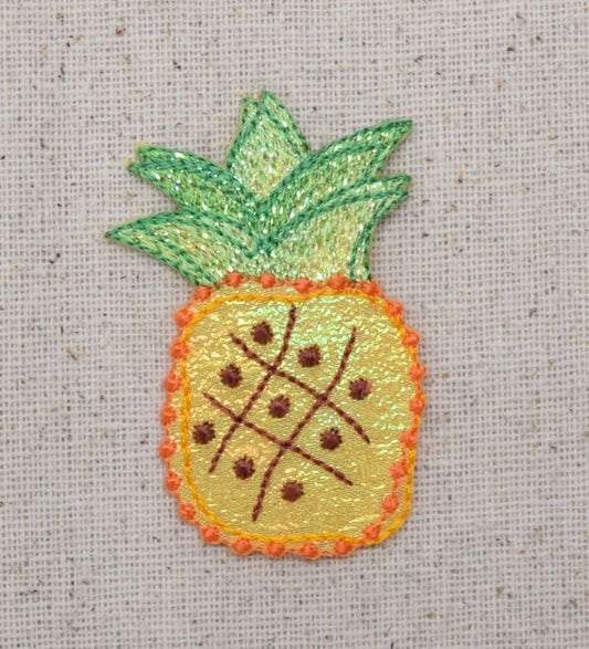 Pineapple - Shimmery Fruit - Food - Embroidered Patch - Iron on Applique - 1511668-A