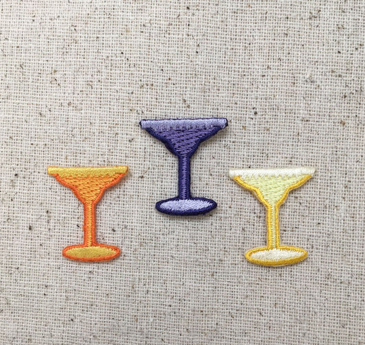 Small/Mini - Margarita - Cocktail  - Tropical Drink - Color Choice: Purple, Yellow, or Orange - Iron on Applique - Embroidered Patch