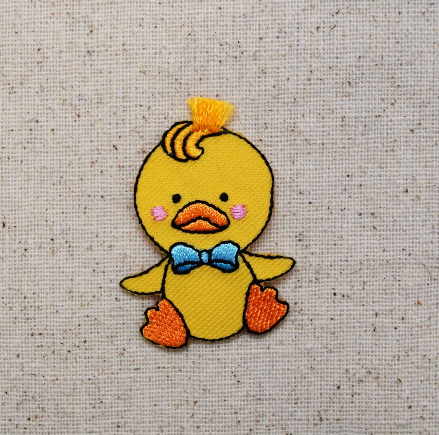 Yellow Duck with Blue Bow-tie - Embroidered Iron on Patch