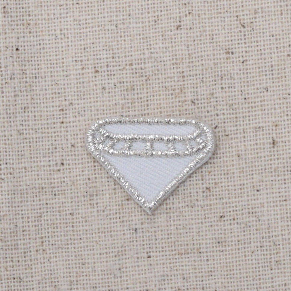 Small Diamond - Silver/White - Iron on Applique - Embroidered Patch - WA172