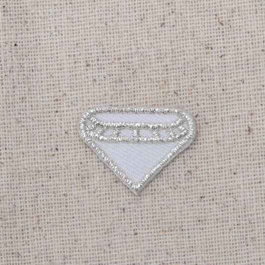 Small Diamond - Silver/White - Iron on Applique - Embroidered Patch - WA172