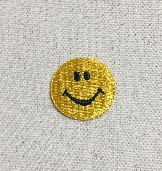 Mini/Small - 1" Smiley Face - Yellow - Iron on Applique/Embroidered Patch - 694958-A