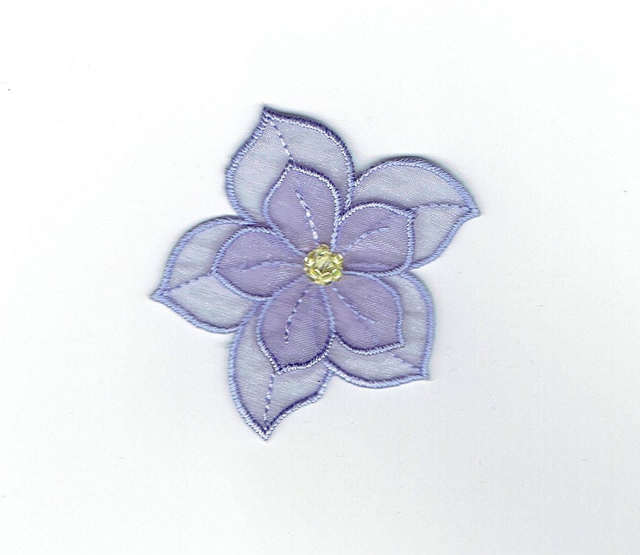 Lavender Purple - 3-D Layered Flower - Iron on Applique - Embroidered Patch - 153646-A