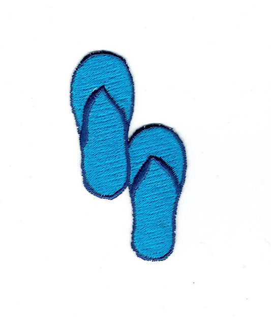 Flip Flops - Blue - Iron On Applique/Embroidered Patch  - 682743-A