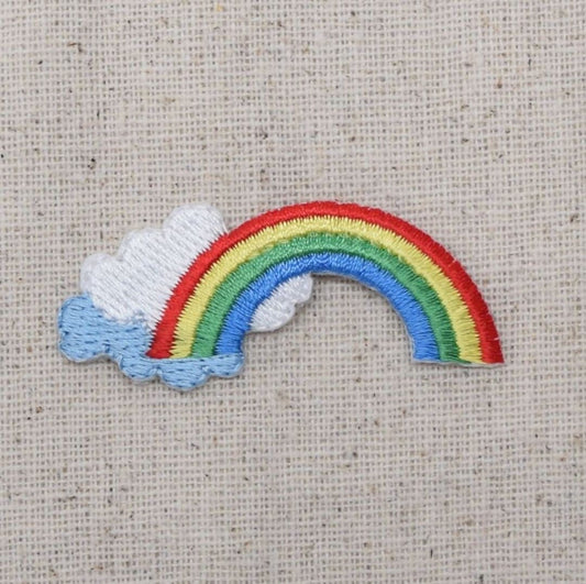 Rainbow - White Clouds - Nature - Colorful - Iron on Applique - Embroidered Patch - 694316-A